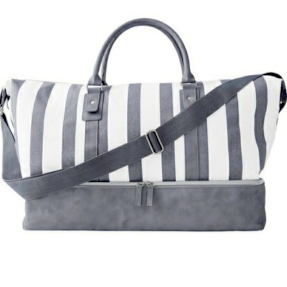 Gray & White Weekender Duffle Bag